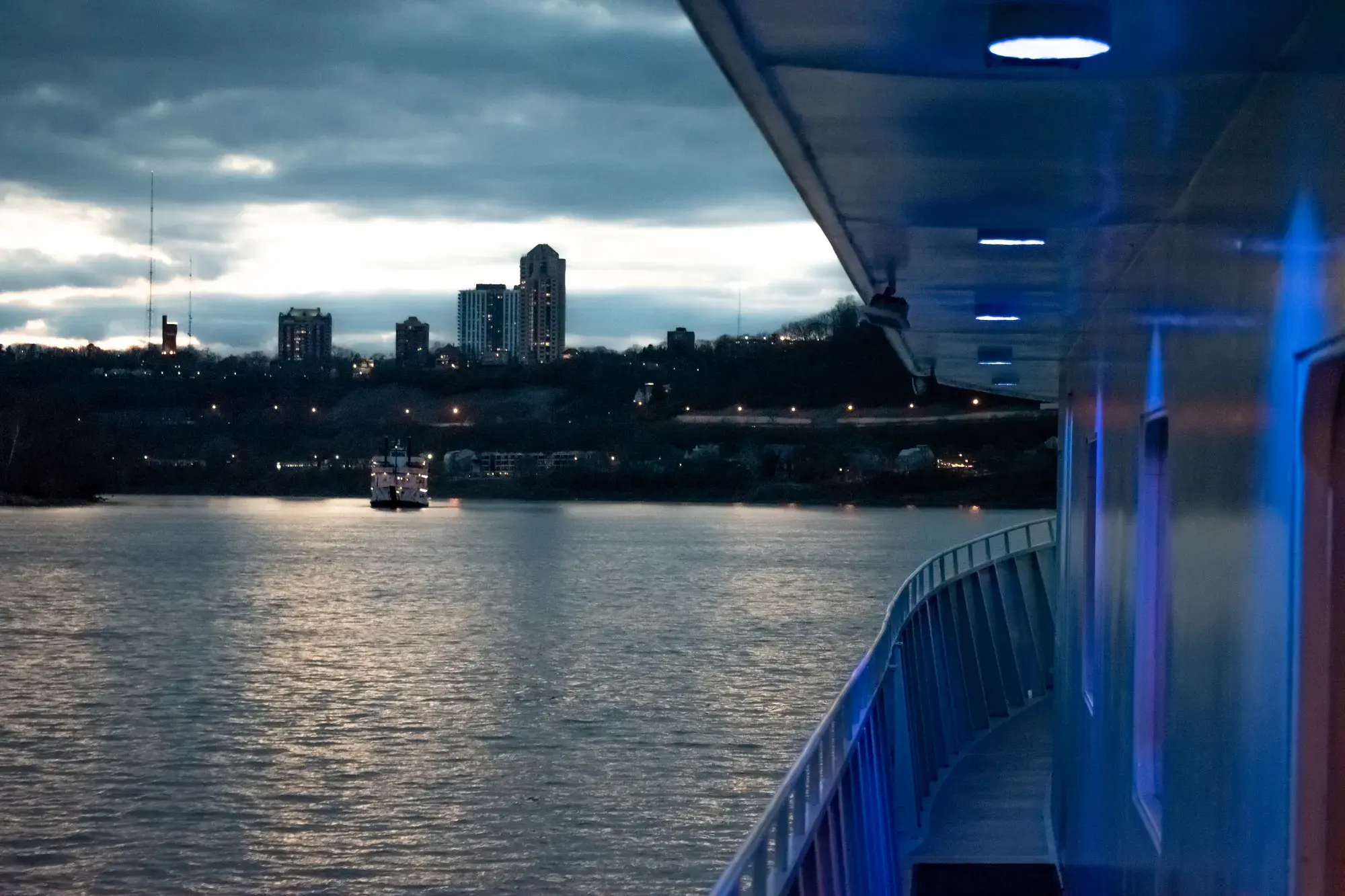 Evening view from the deck of The Destiny at golden hour