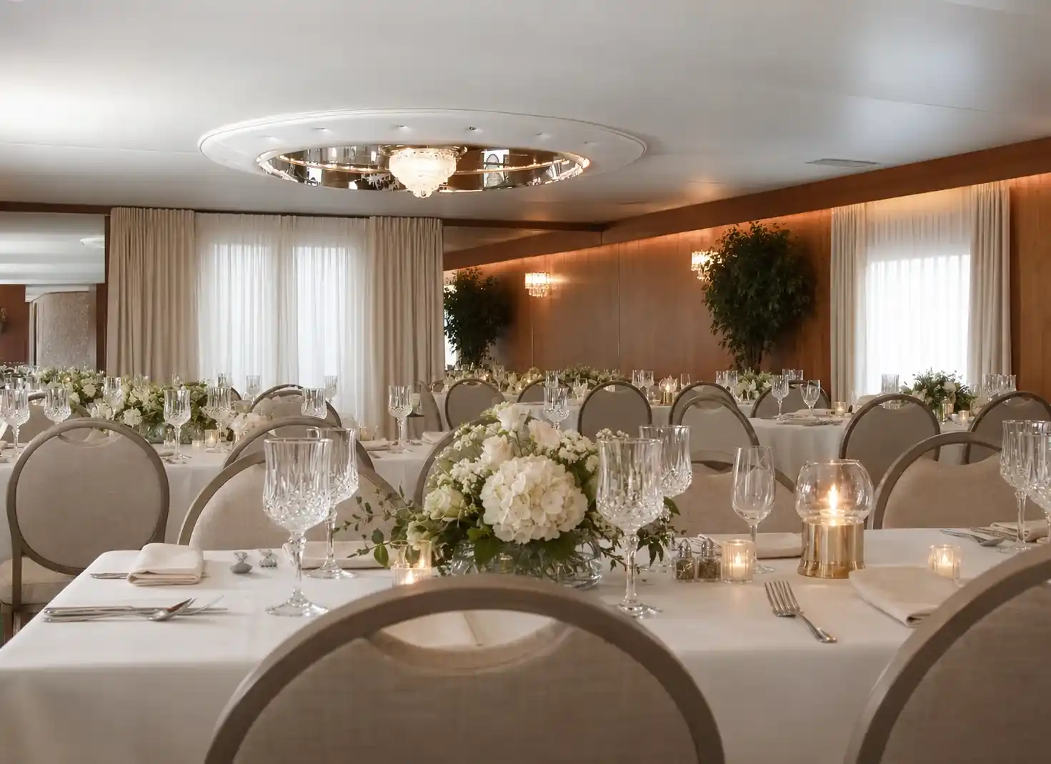 The Destiny salon set for a rehearsal dinner